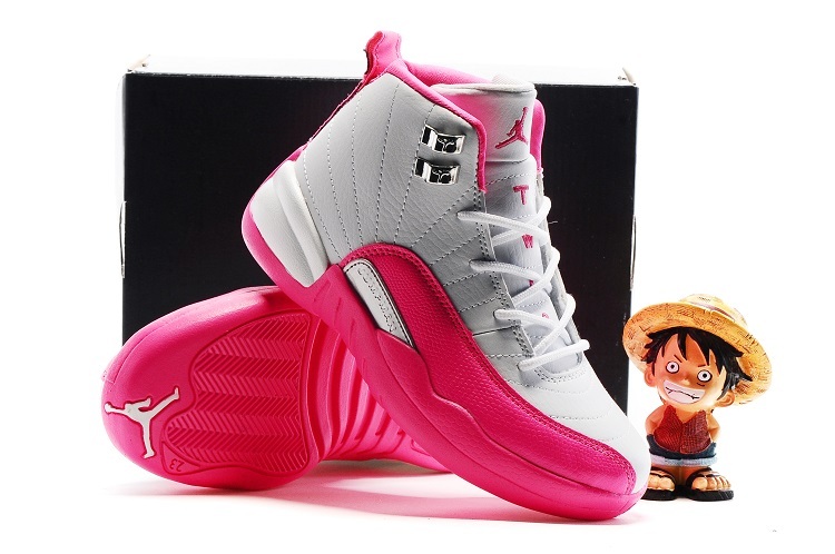 New Jordan 12 White Pink Shoes For Kids - Click Image to Close